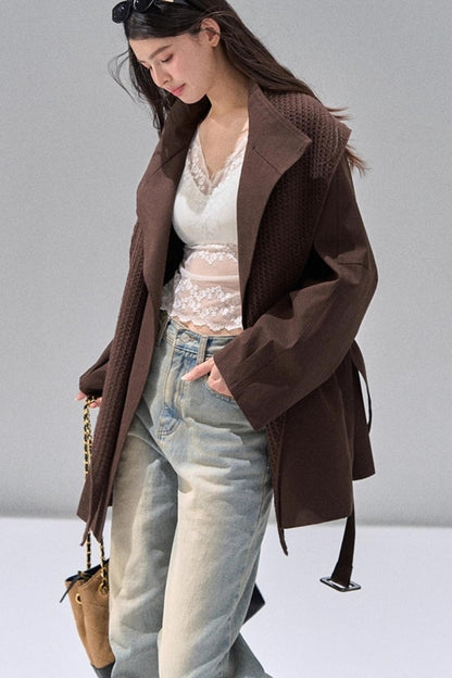 Vintage Woolen Trench Shawl Jacket