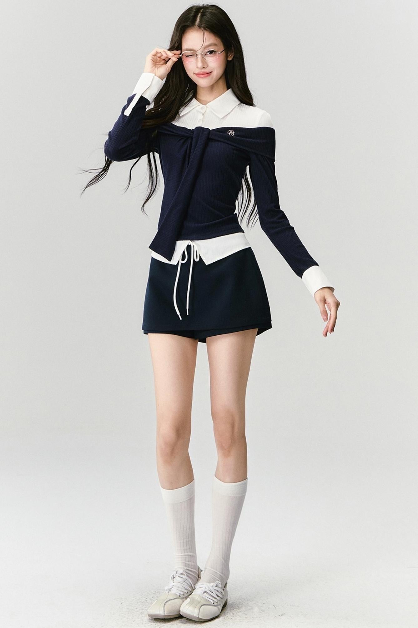 Slimming Knit Top With Skirt Set-Up