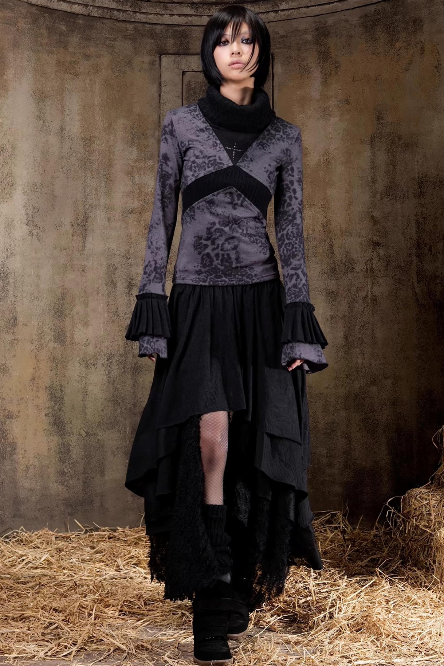 Retro Color-Block Knit Top