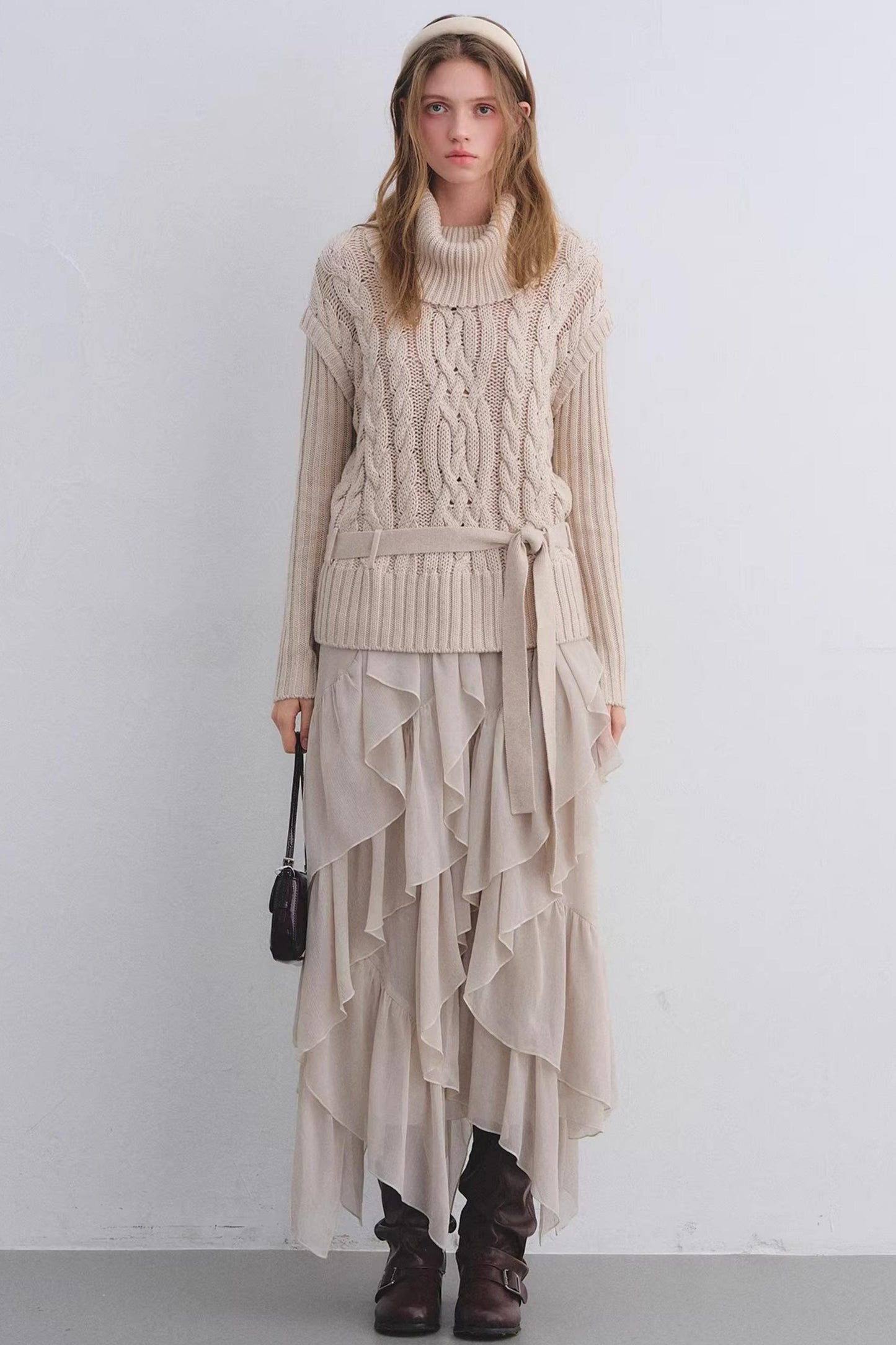 Elastic Chiffon Draping Skirt