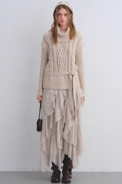 Elastic Chiffon Draping Skirt