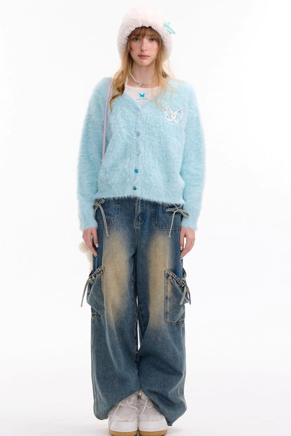 Lazy Butterfly Plush Cardigan