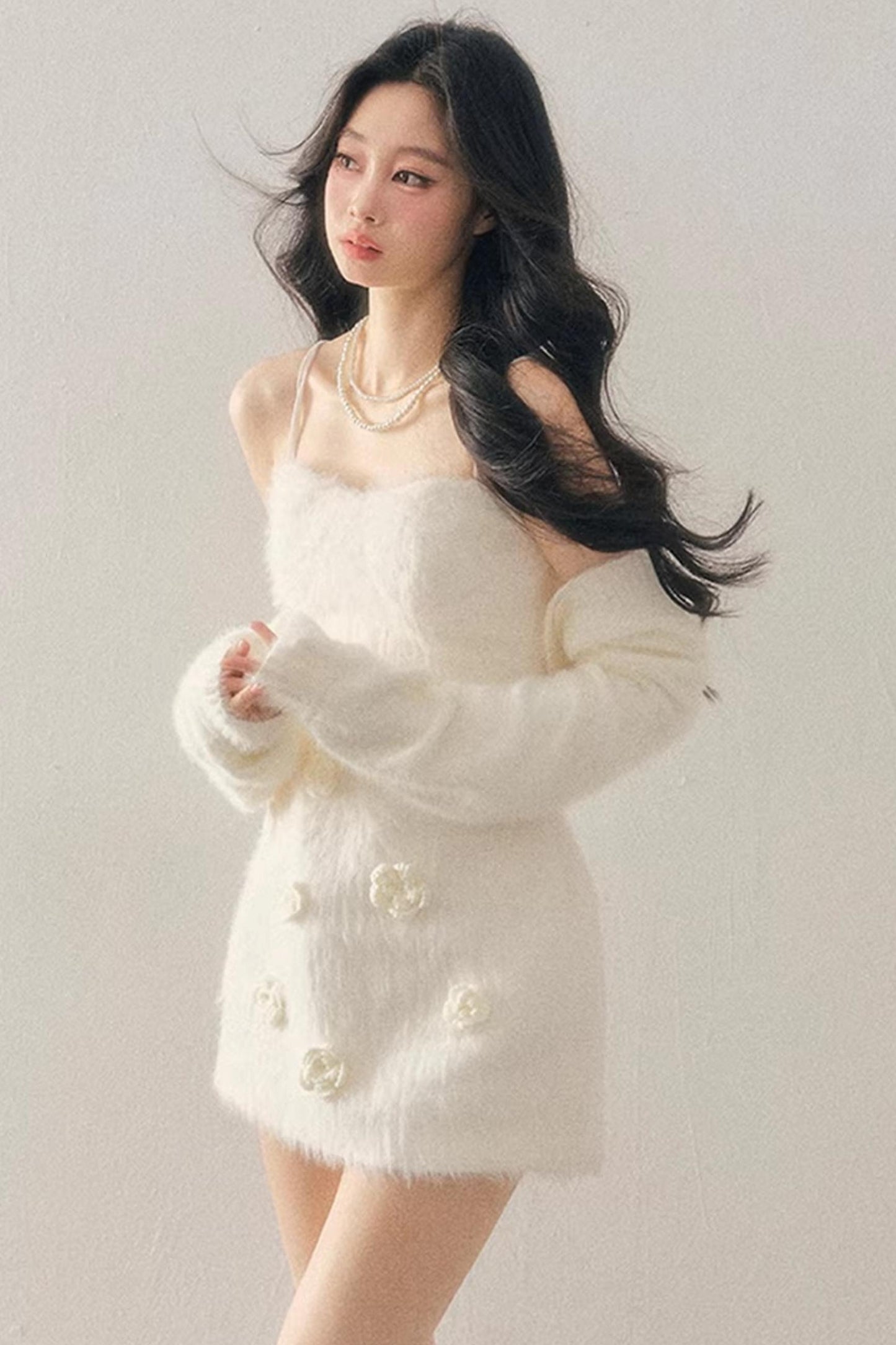 Three-Dimensional Floral Winter Dress