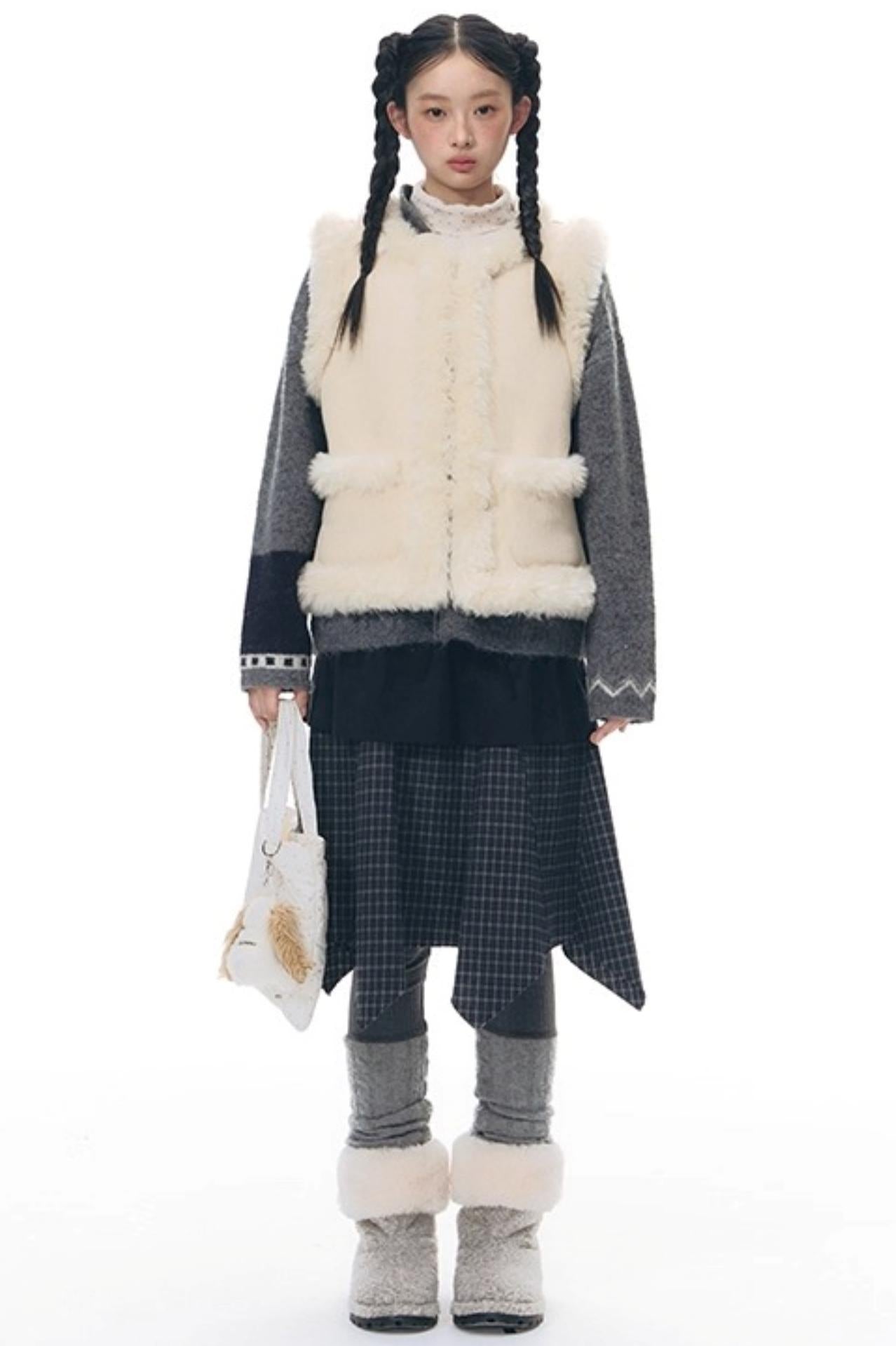 Patchwork Irregular Umbrella Skirt