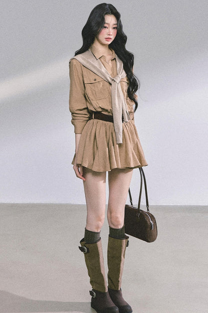 High Wisdom Cargo Dress & Shawl Set