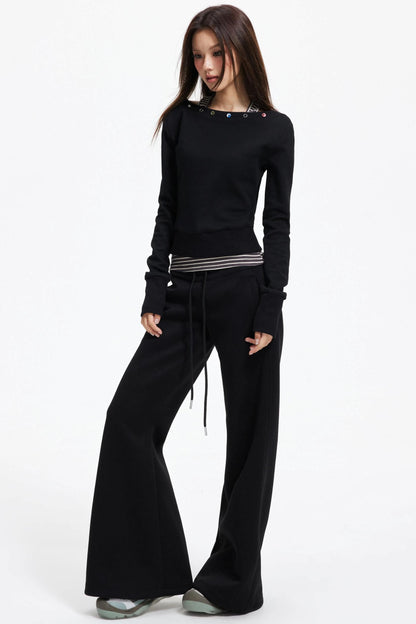 Big V-Neck Knitted Sweater Set-Up