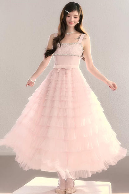 Robe en Dentelle Rose Rêvée
