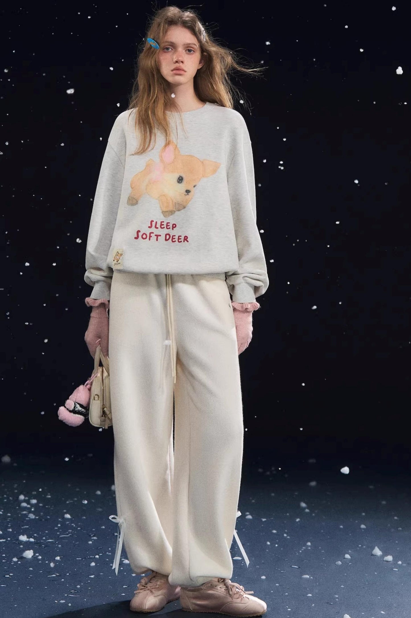 Velvet-Feel Cuffed Lantern Casual Pants