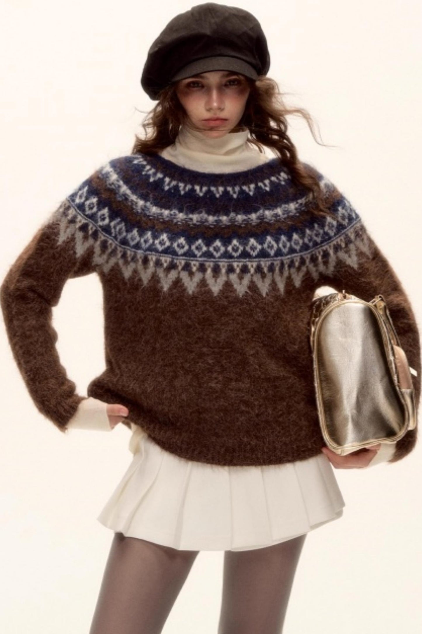 Mohair Pleated Culottes Skirt