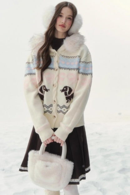 Retro Fair Isle Dachshund Sweater Jacket