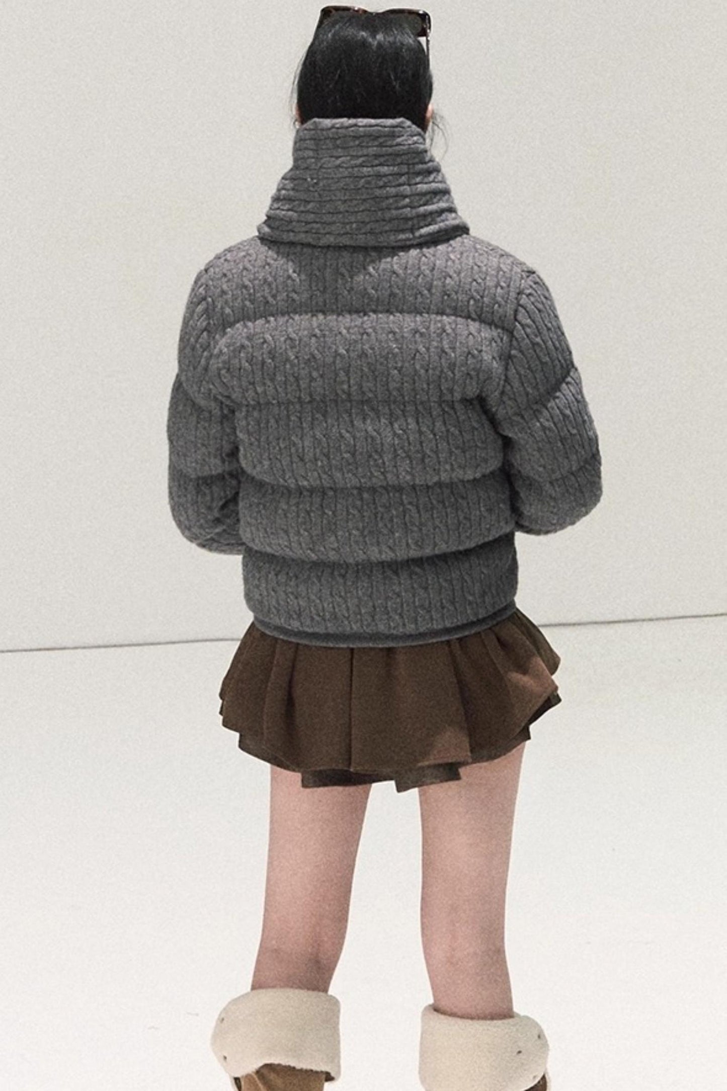 Plaid Color-Blocked A-Line Skirt