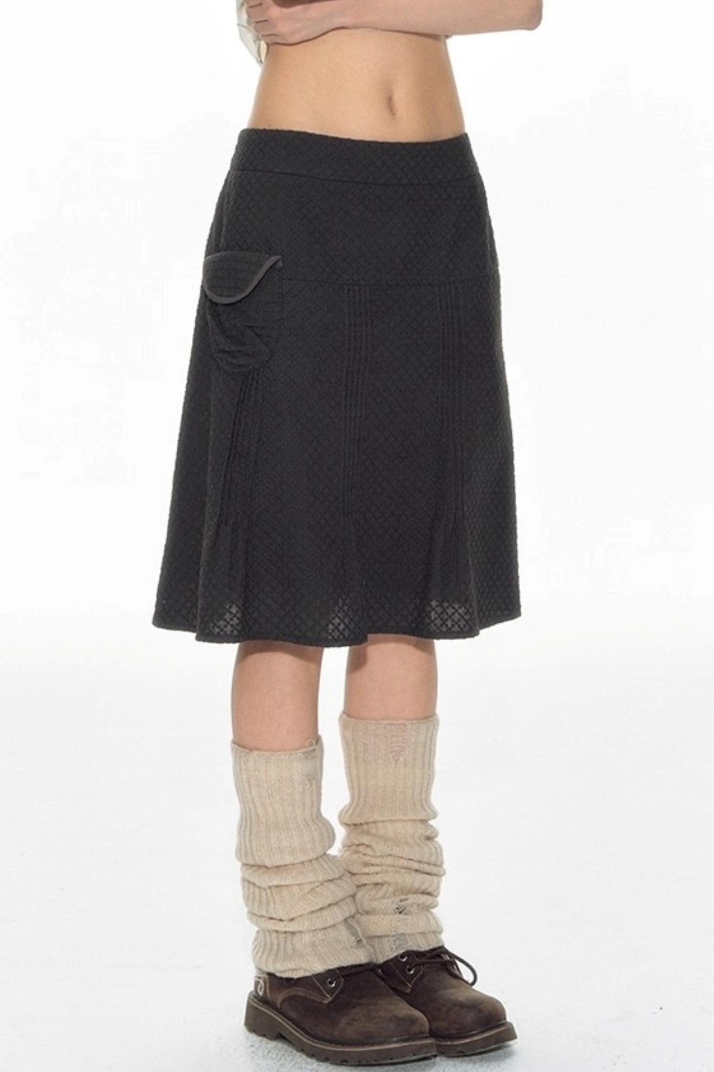 Checked Sleeveless One-Shoulder Shirt Set-Up