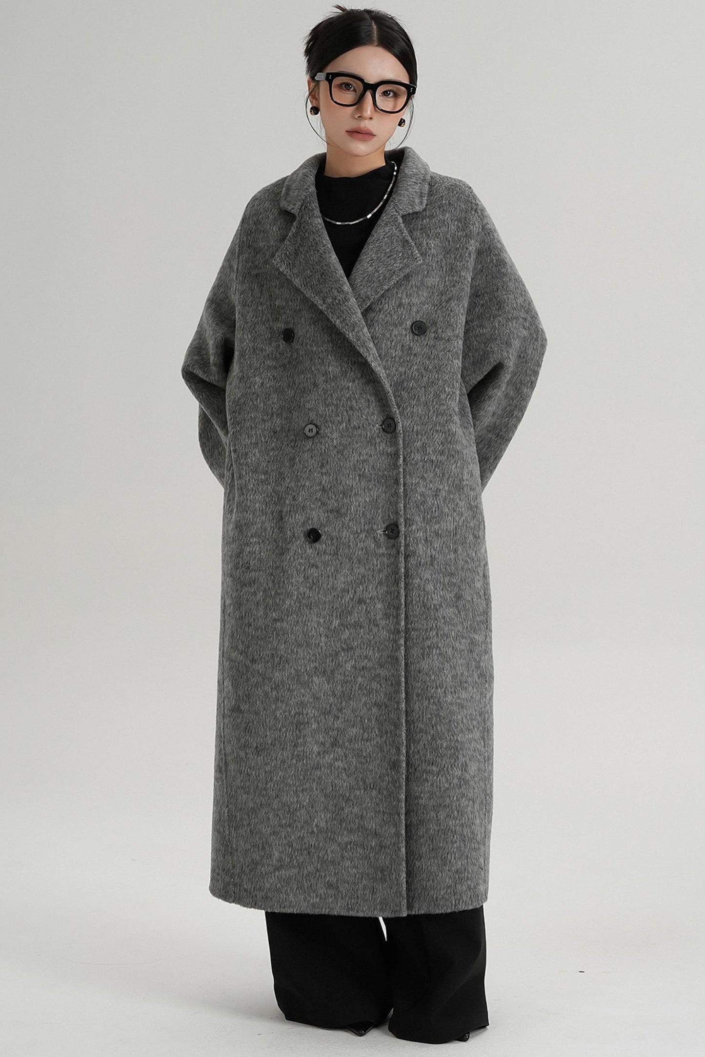 With Suit Collar Long Woolen Coat