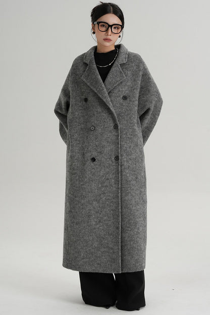 With Suit Collar Long Woolen Coat