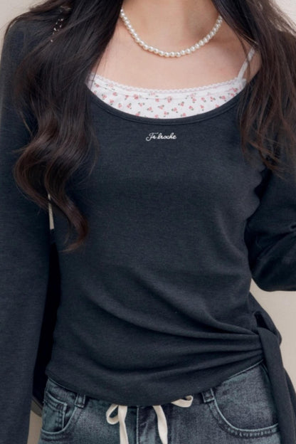 Lace Trim Patchwork Top