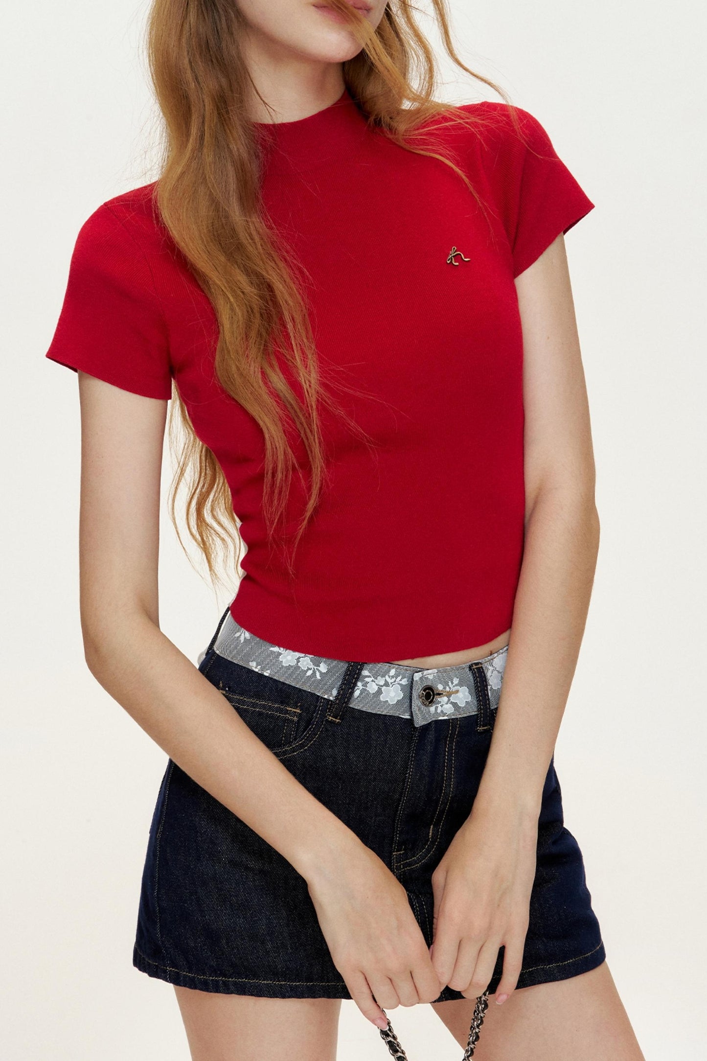 Slim-Fit Knitted Short-Sleeved T-Shirt