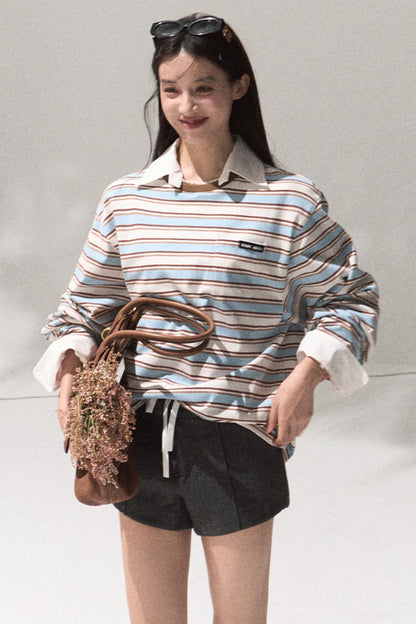 Contrasting Striped Cotton Top