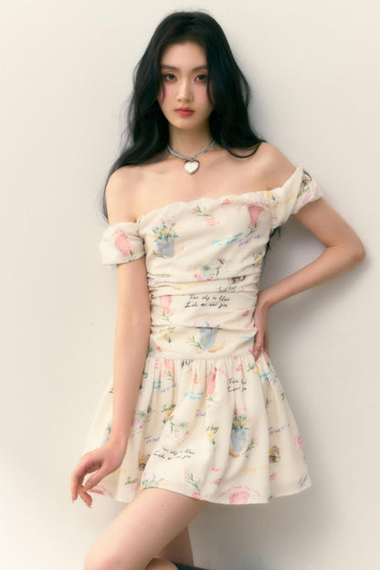 One-Shoulder Pleated Summer Dress