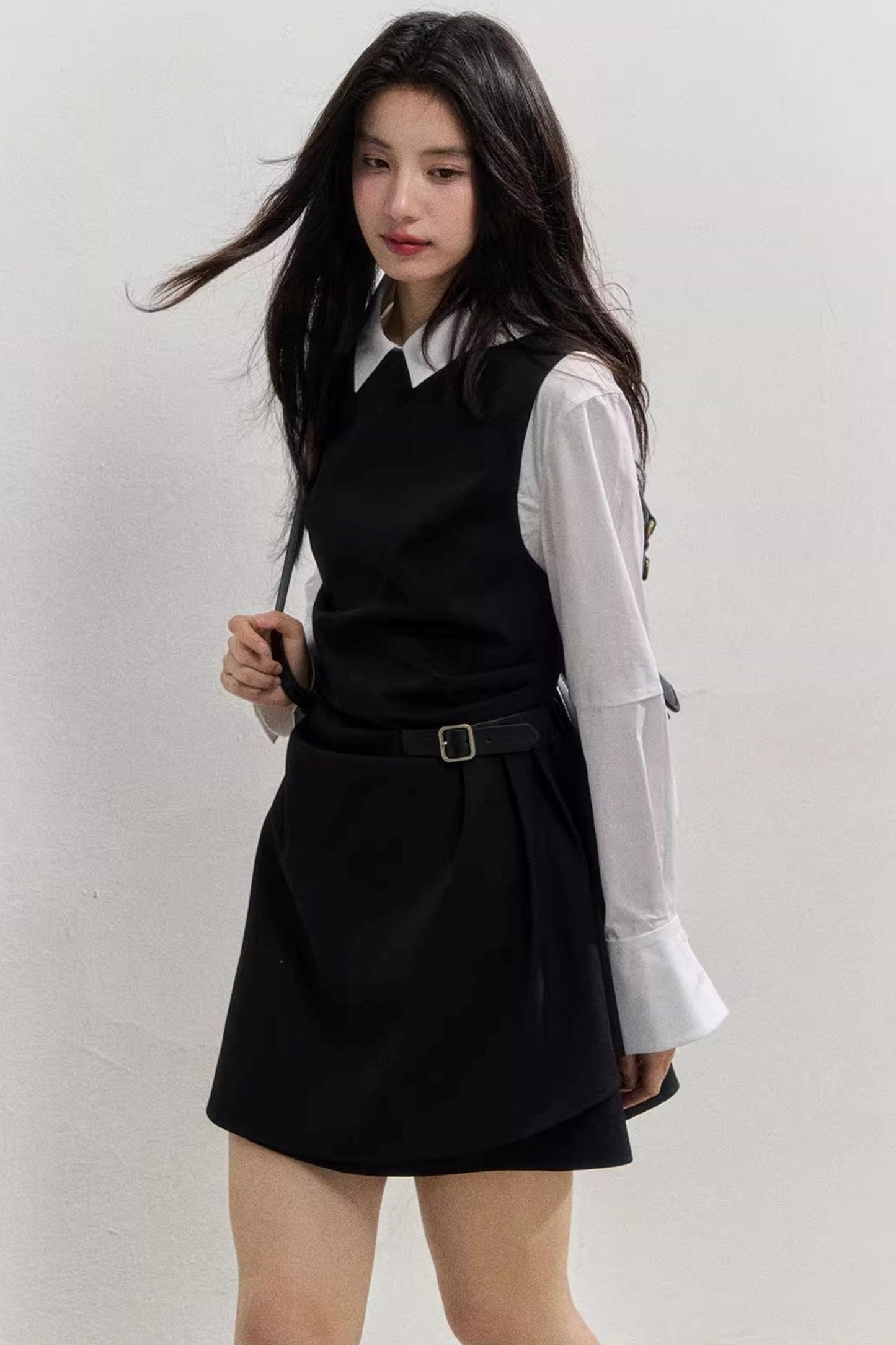 Sunset Leather Shirring Dress