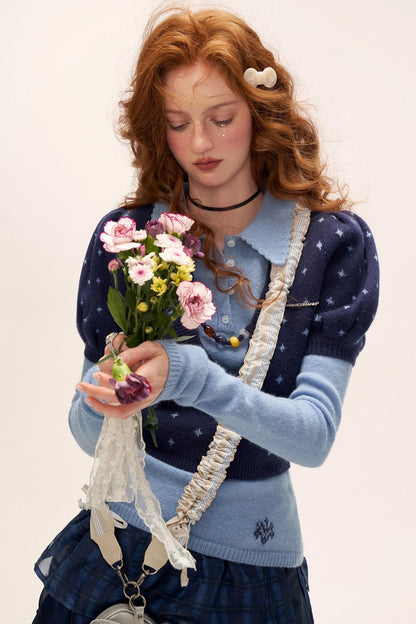 Vintage Crochet V-Neck Top Set-Up