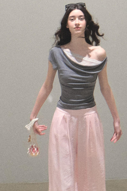 Iridescent Wide-Leg Trousers