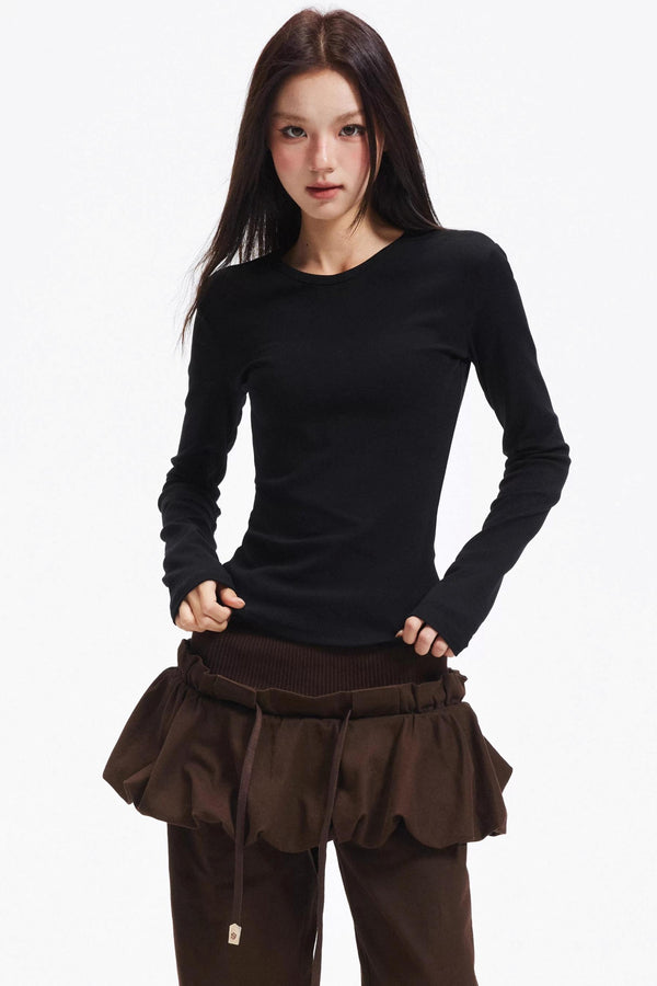 Slim Round Neck Long Sleeve Knitwear
