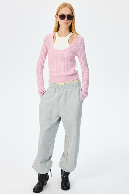 Wool Cropped Slim Fit Top