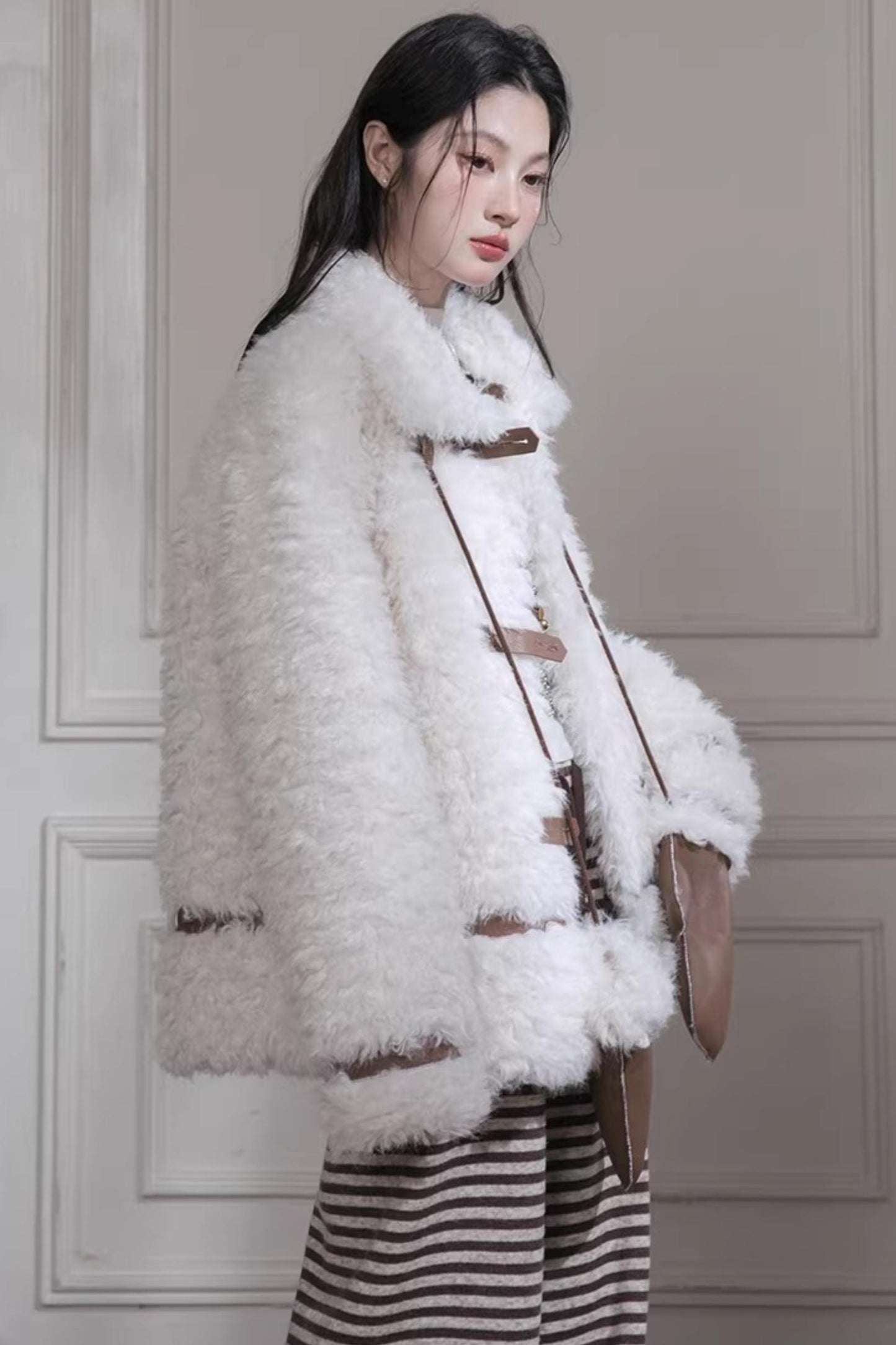 Velvet Curly Fur Coat Set