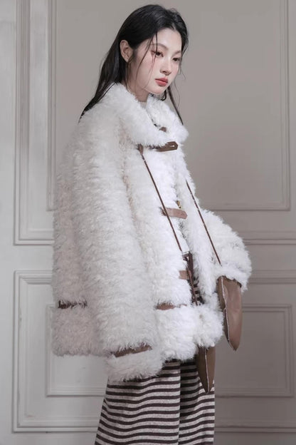 Velvet Curly Fur Coat Set