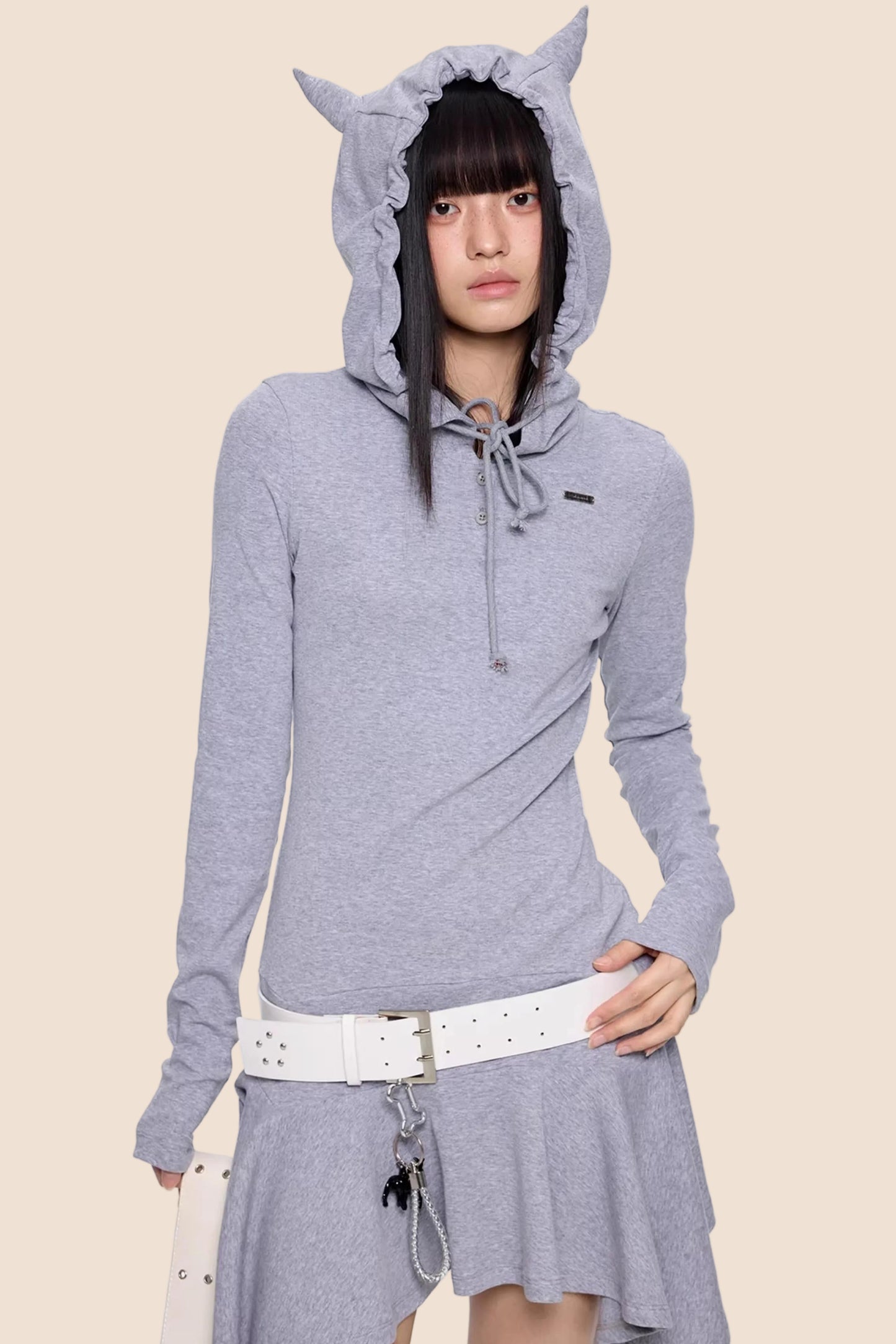 Retro Y2K Gestreiftes Kapuzenkleid