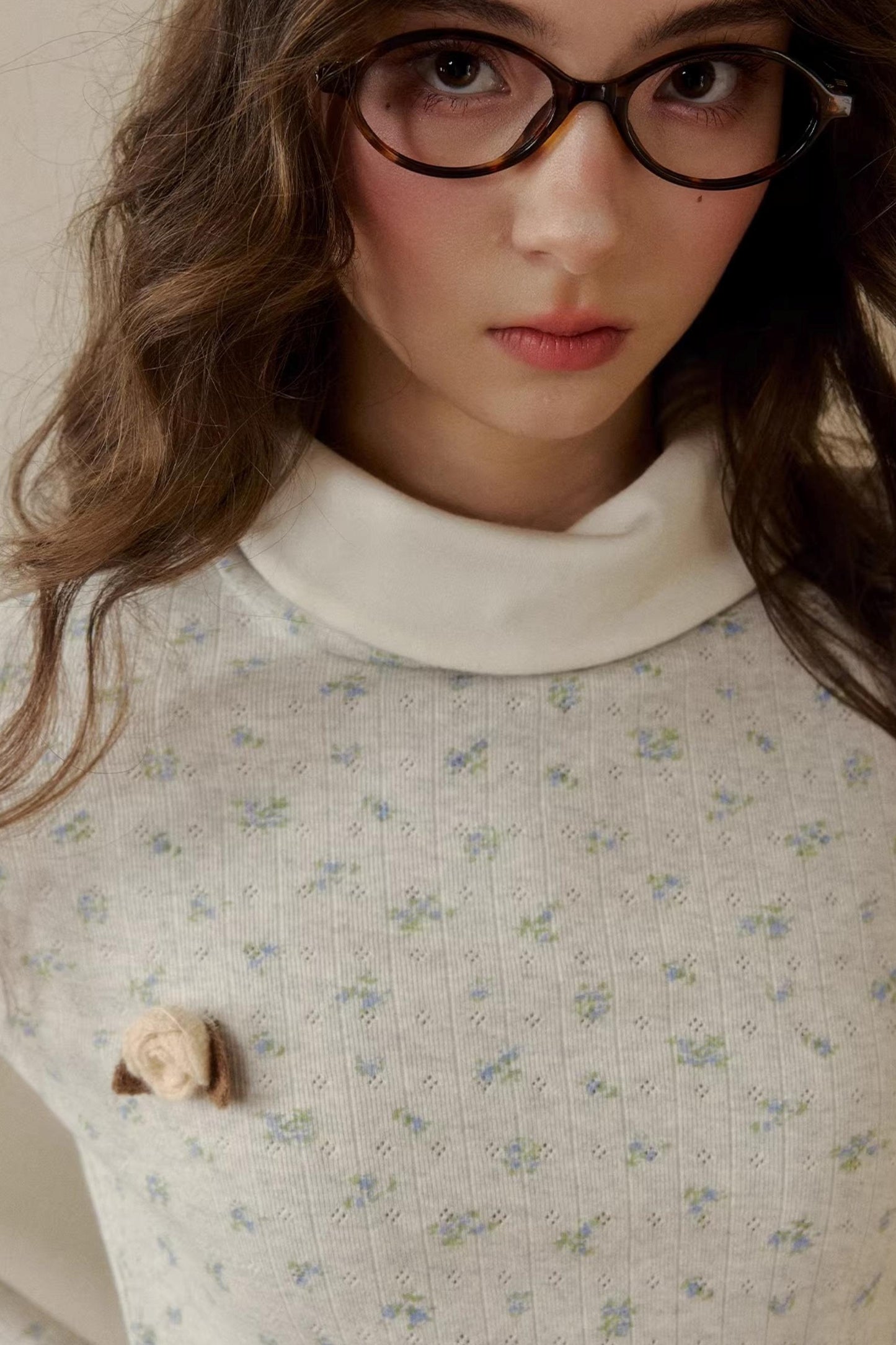 Floral Knit Long-Sleeve Top