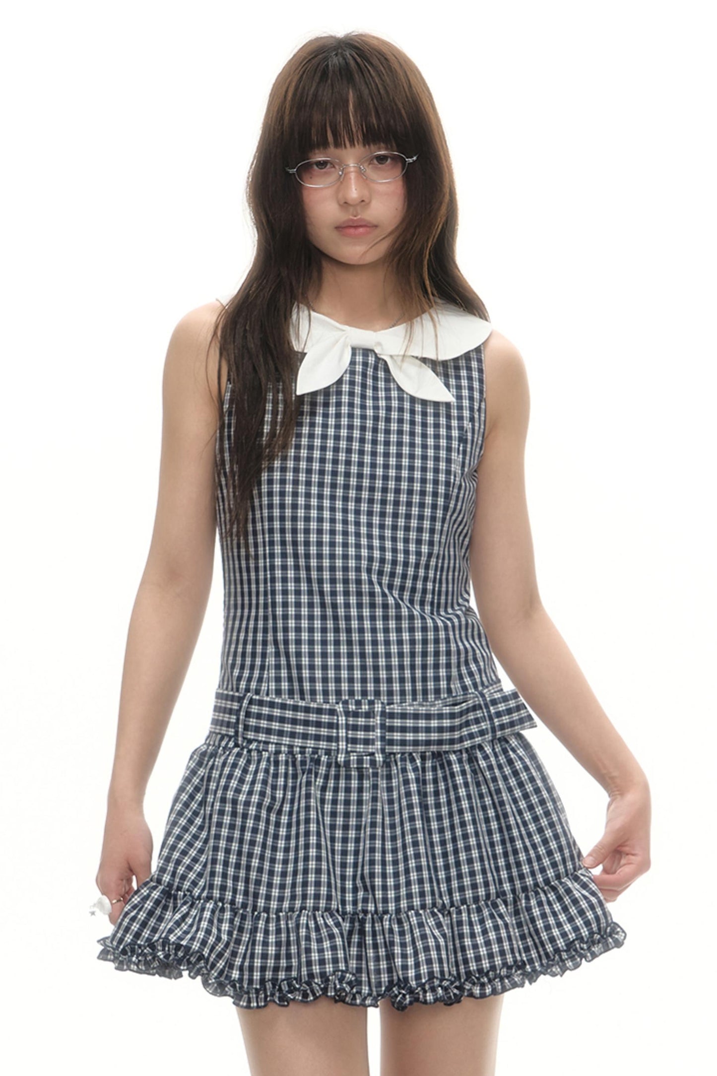 Elegant Plaid Lace Dress