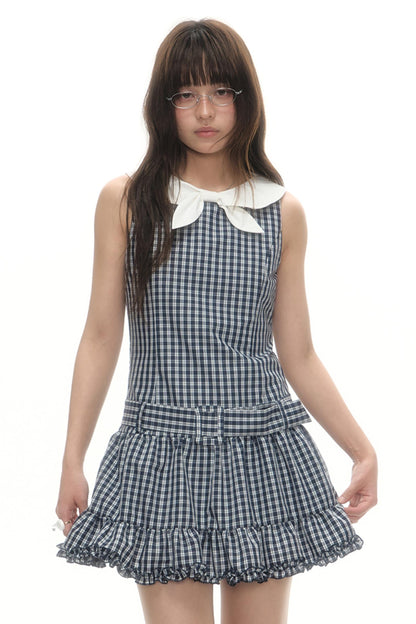 Elegant Plaid Lace Dress