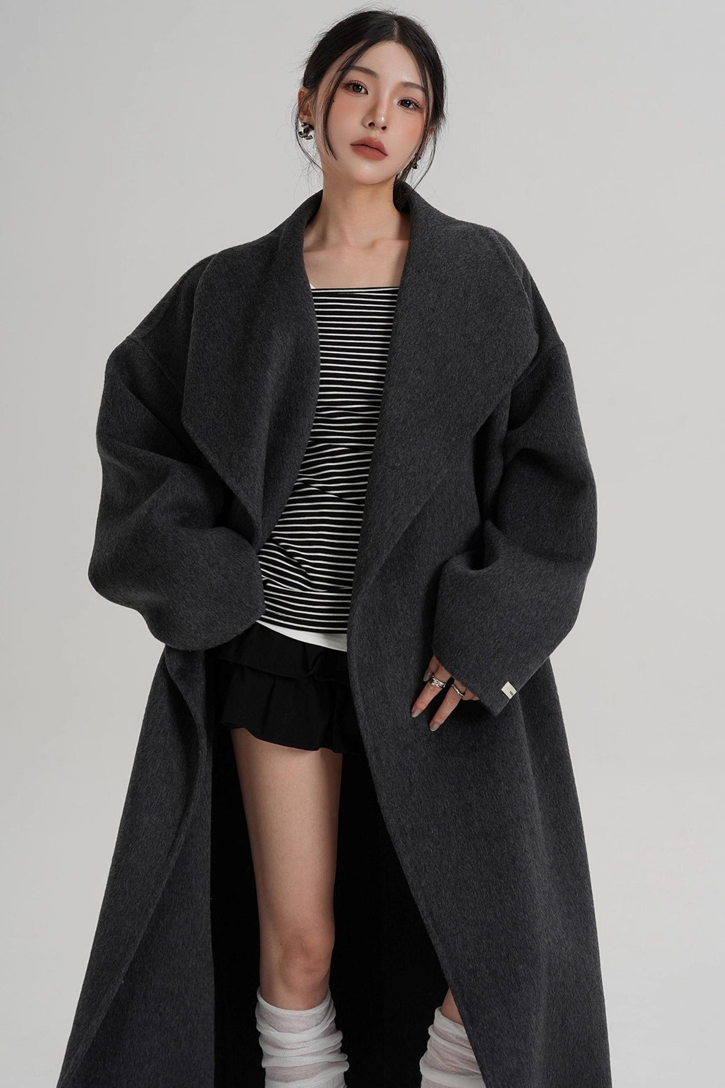 Large Lapel Long Wool Coat