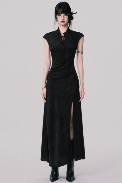 Chic Black Jacquard Dress