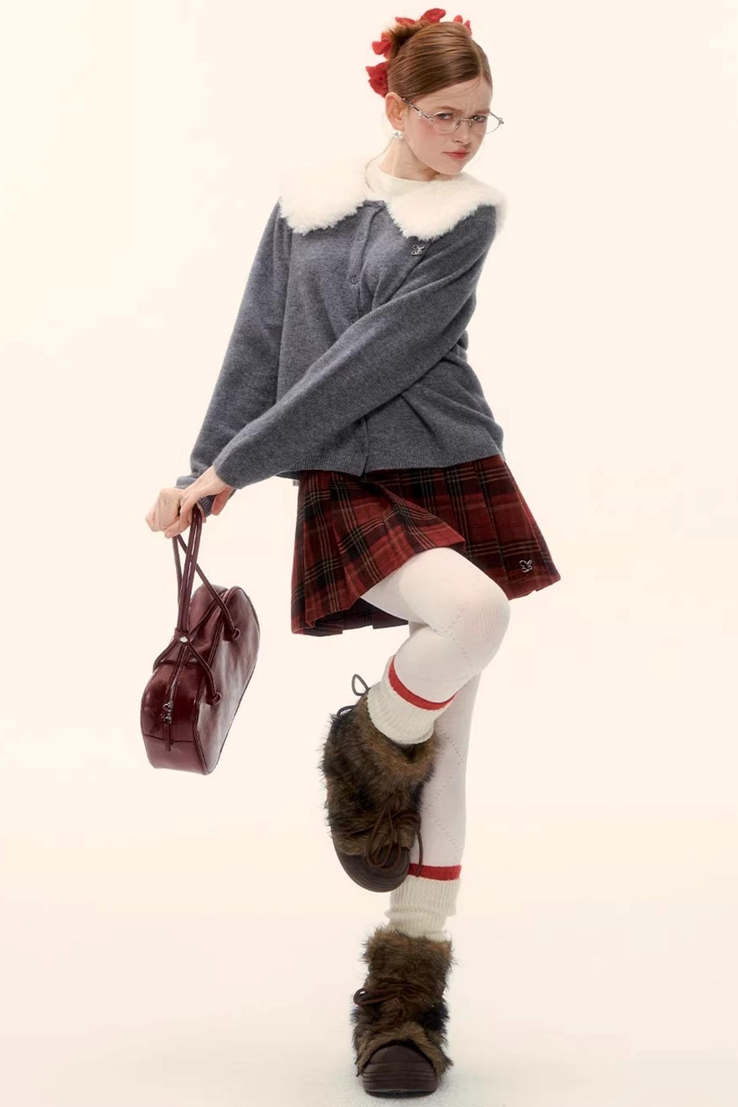 Retro Plaid Wool Skirt