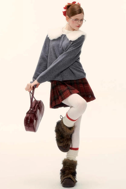 Retro Plaid Wool Skirt