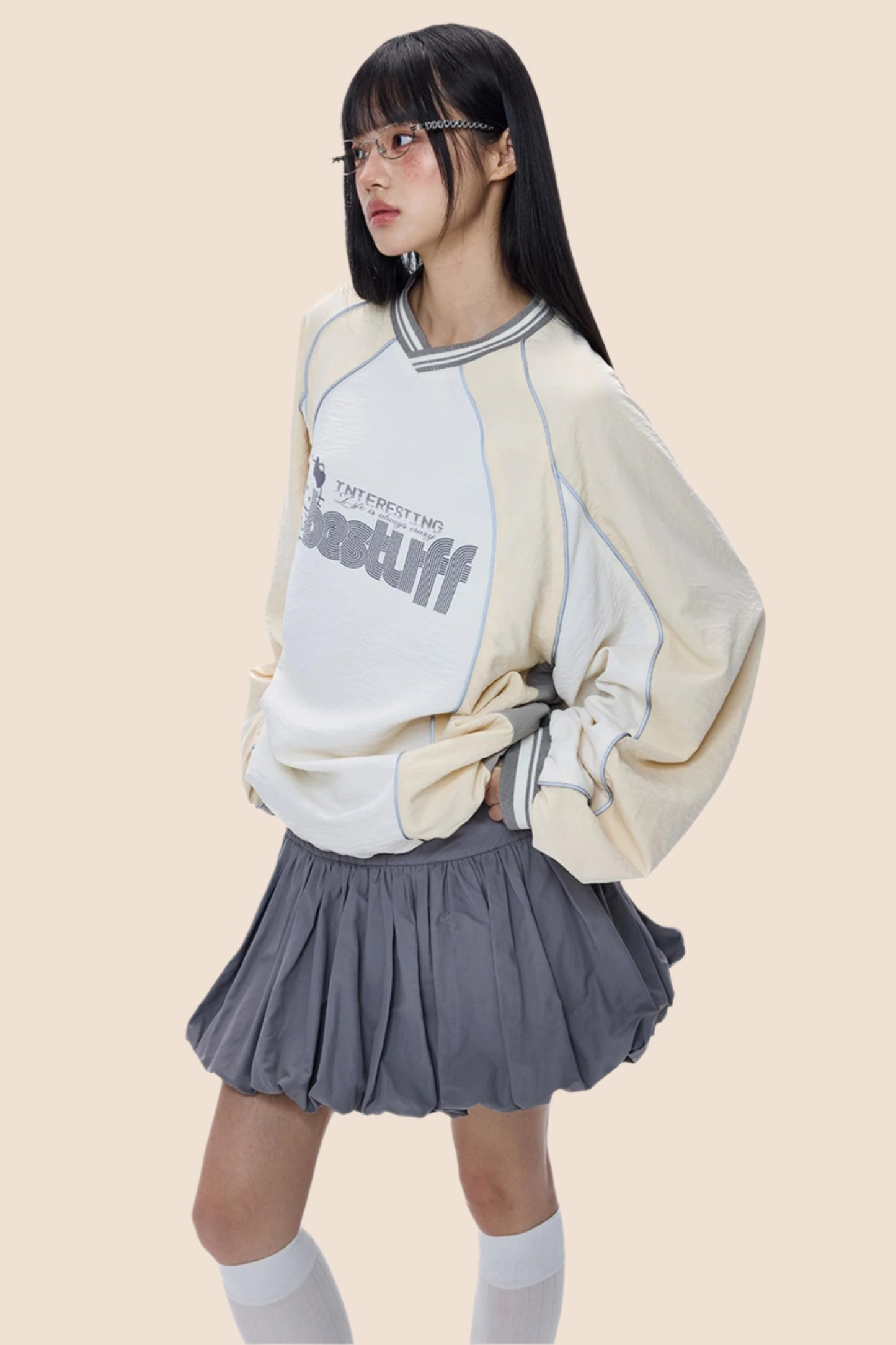 Monogram V-Neck Jersey Sweatshirt