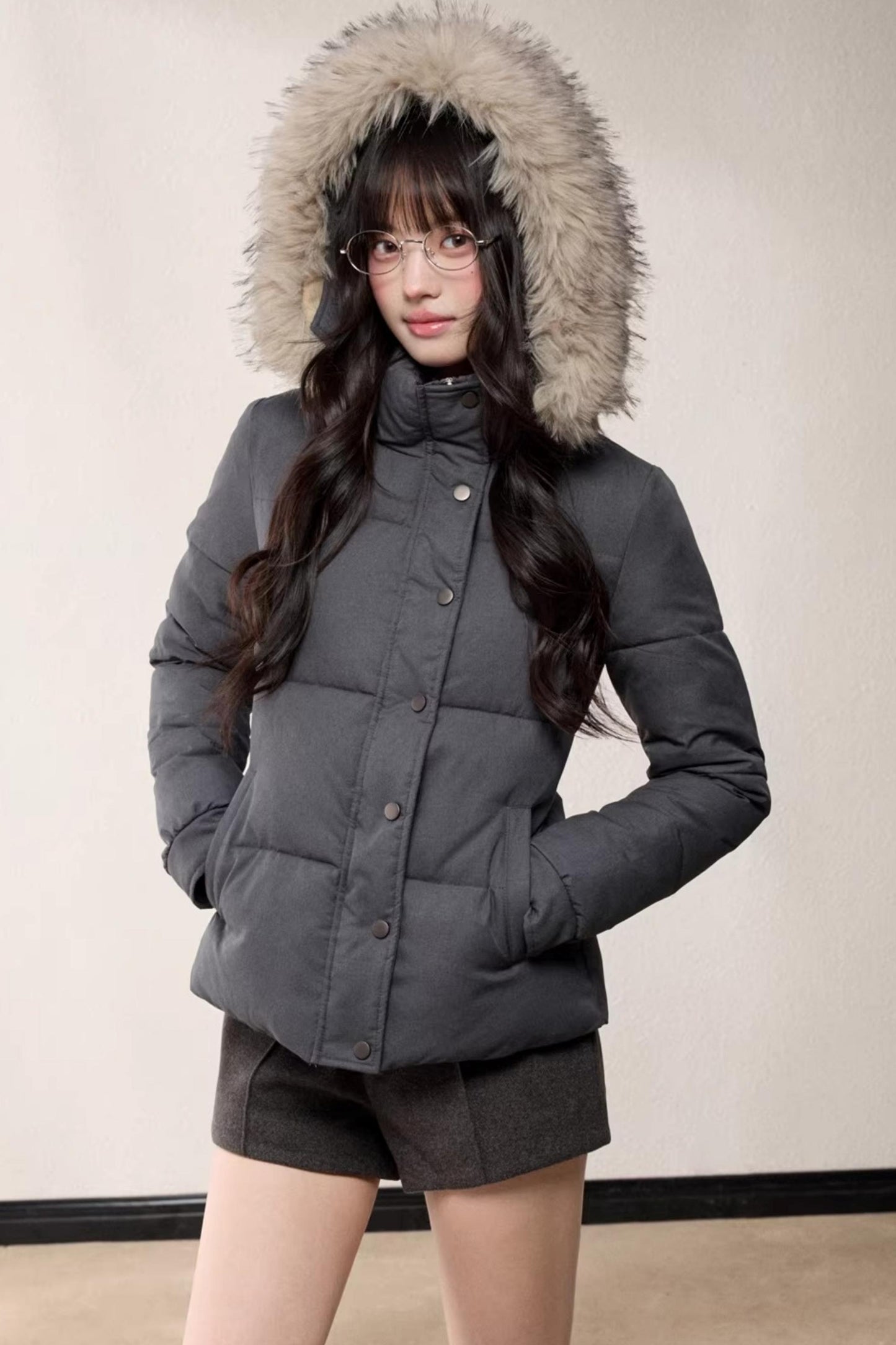 Stand-Up Fur Collar Down Jacket