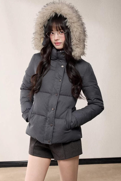 Stand-Up Fur Collar Down Jacket