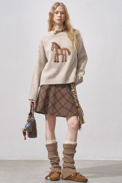 Floral Pony Festive Sweater