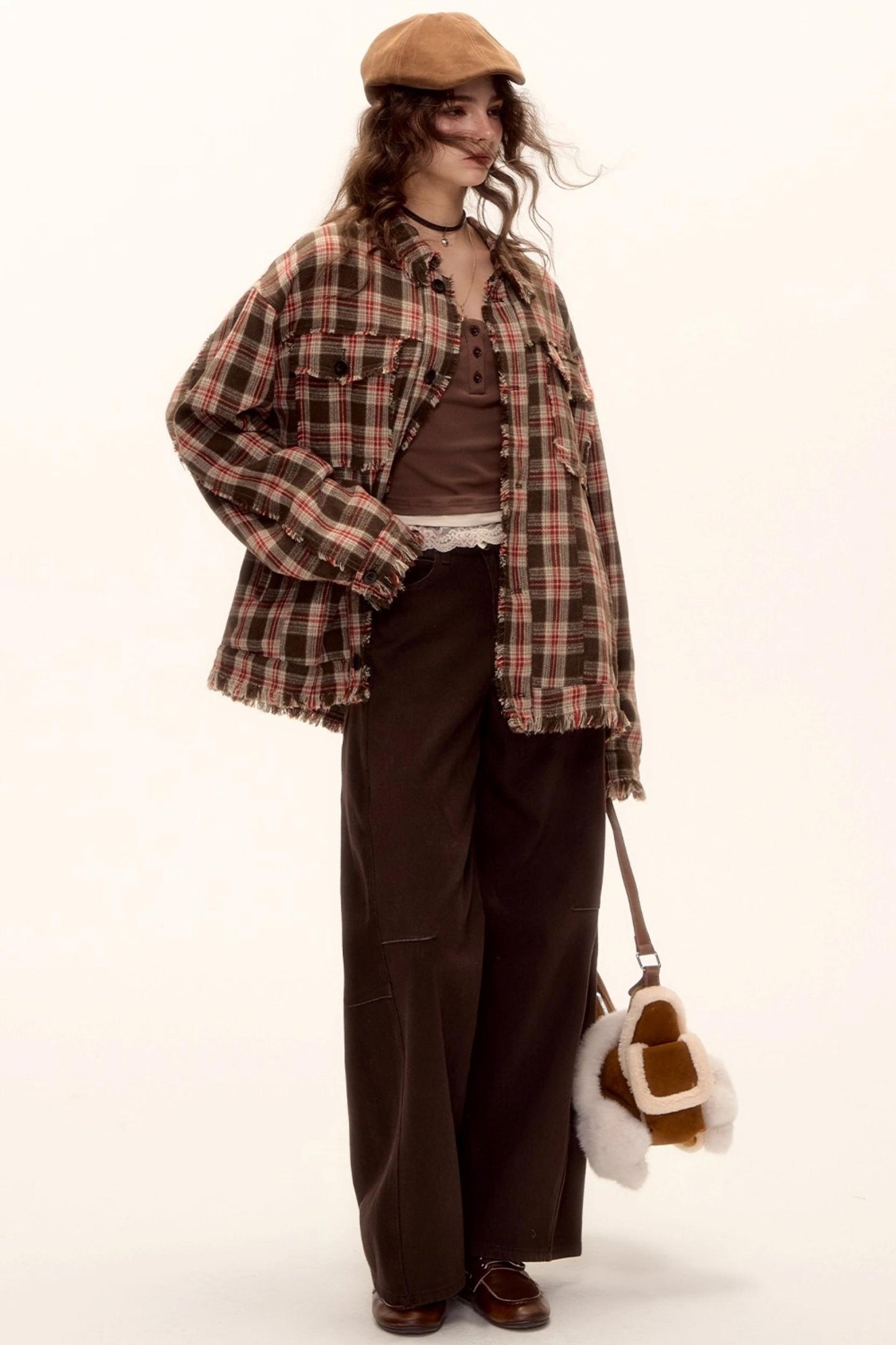 Wool Plaid Frayed Shirt