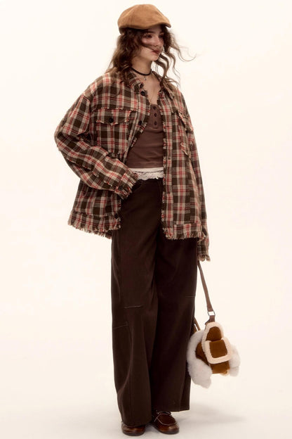 Wool Plaid Frayed Shirt