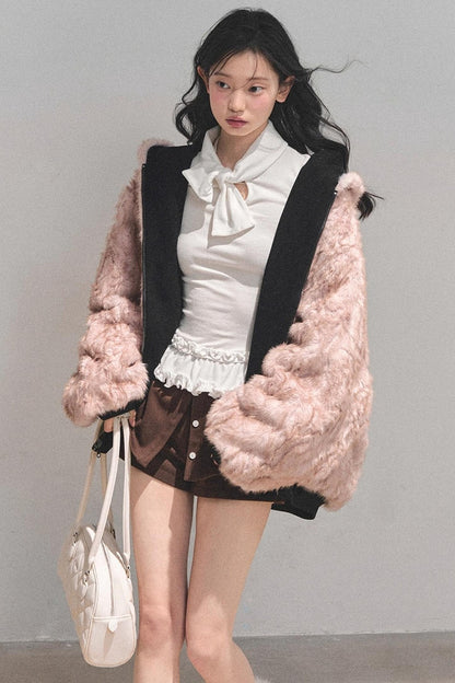 Ruffled Lace Bow Top