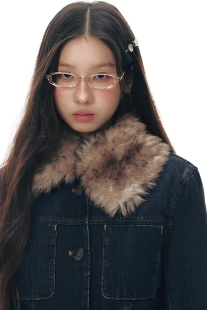 Detachable Fur Collar Denim Jacket Set-Up