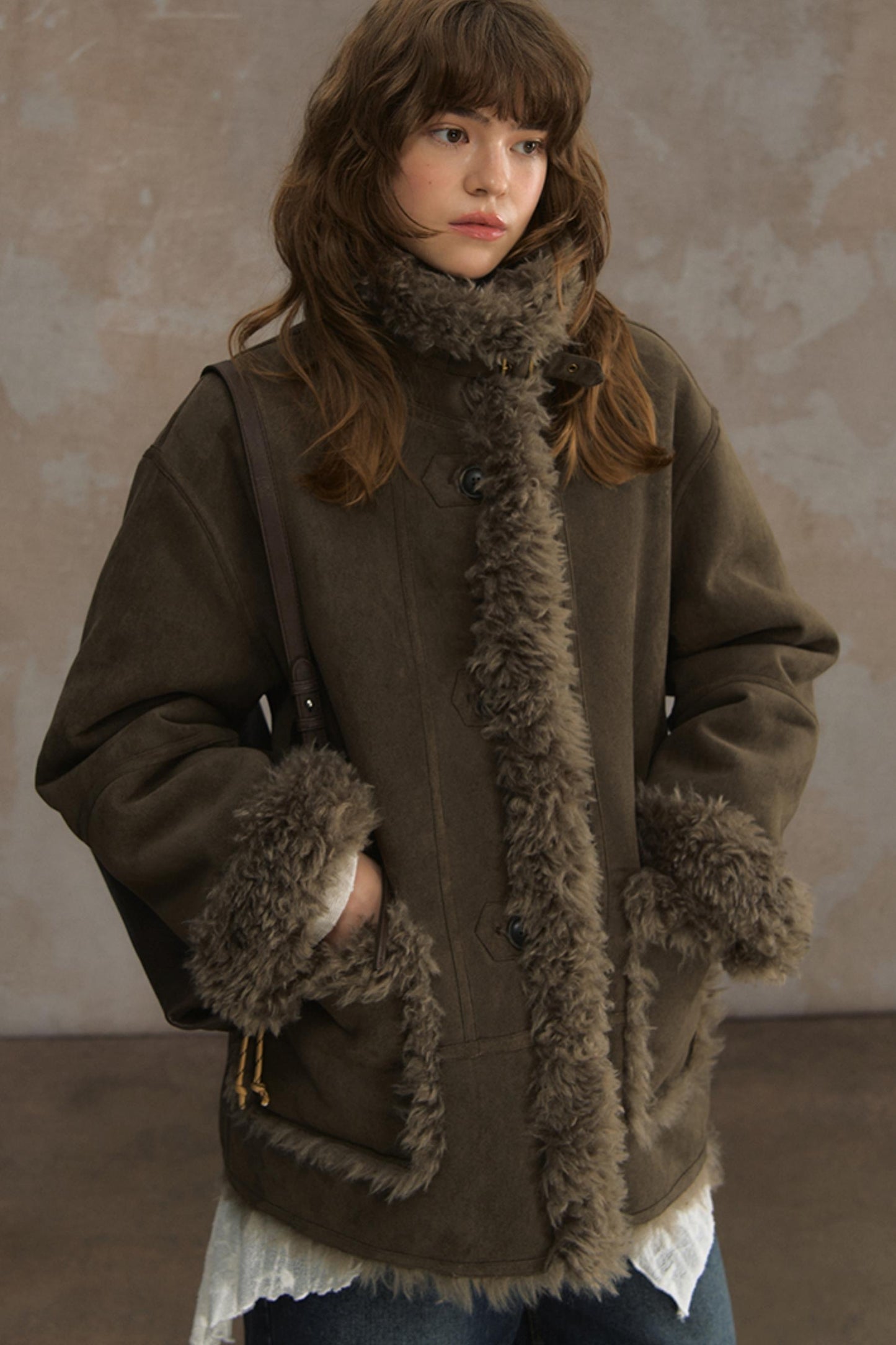 Winter Lamb Fur Deer Skin Jacket