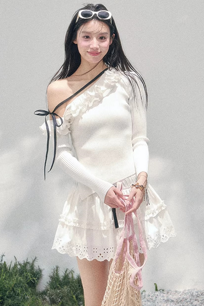 Spring White Half-Skirt