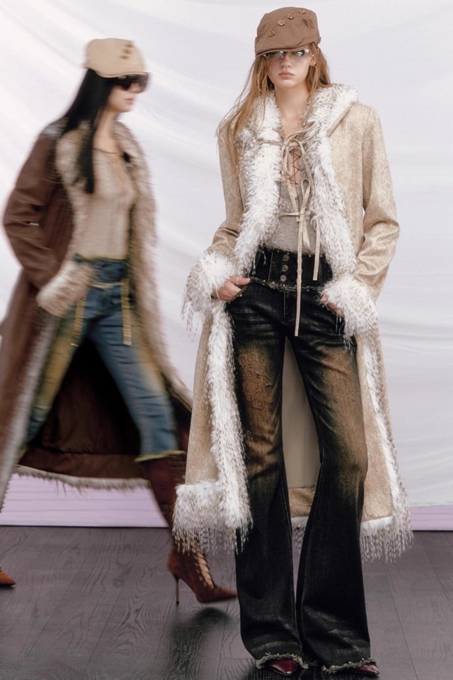 Vintage Distressed Denim Flared Pants