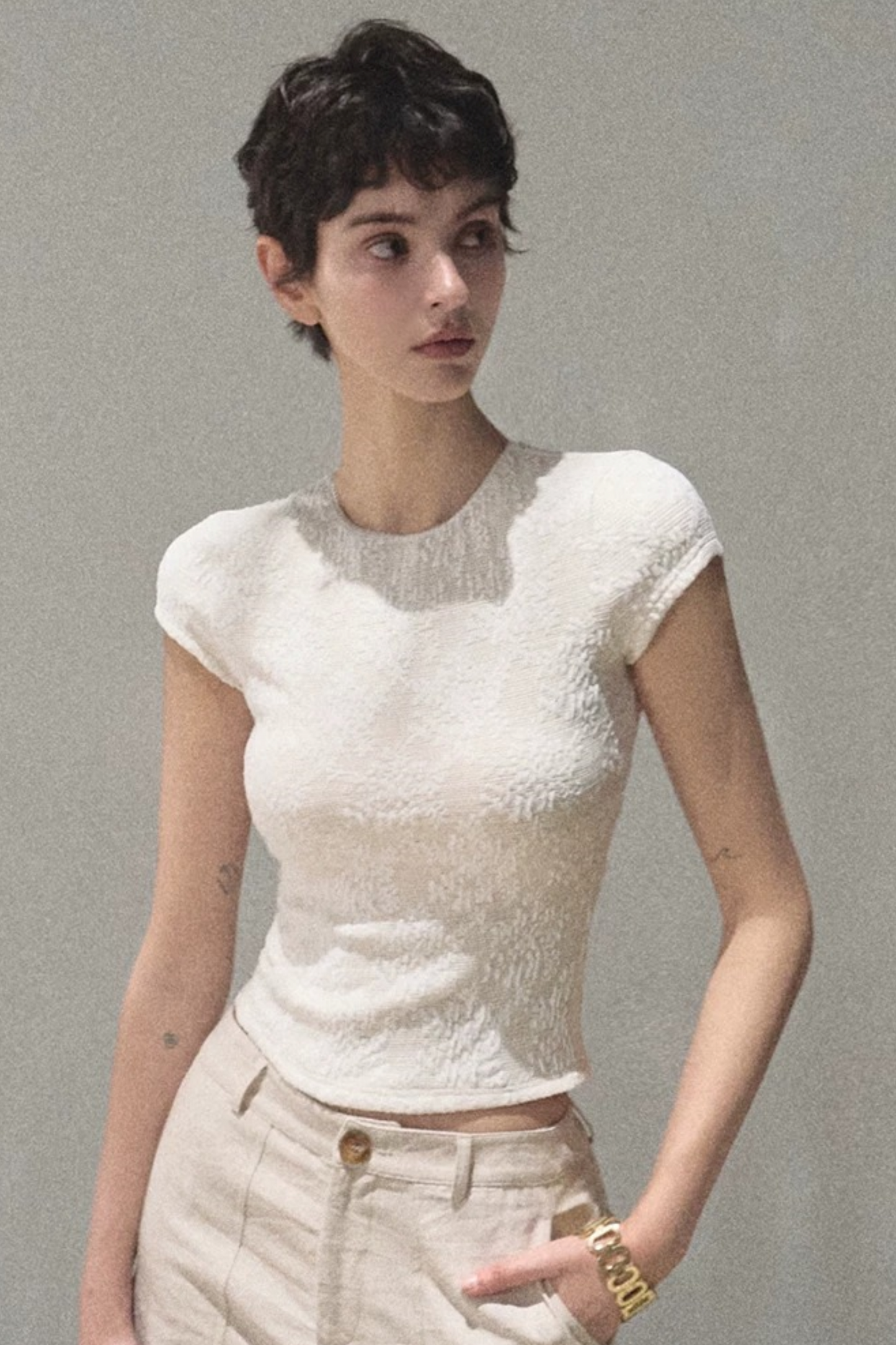 Lace Splice Short Sleeve Top