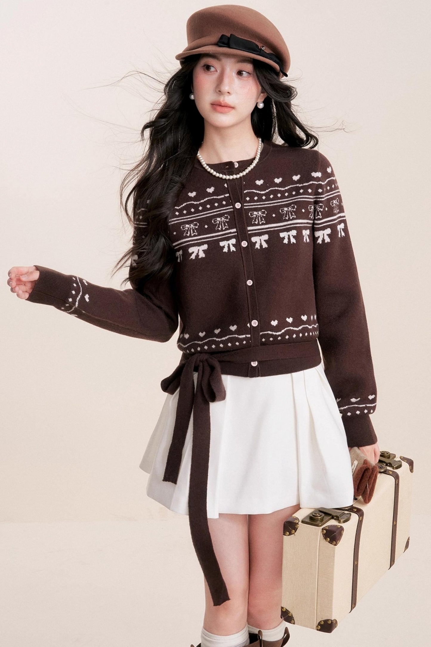 Pure Hand-Painted Jacquard Crew Neck Sweater